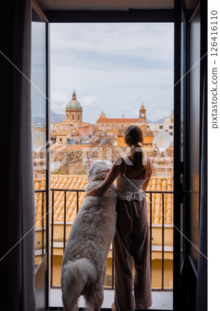 Morning View Over Palermo with Dog 126416110