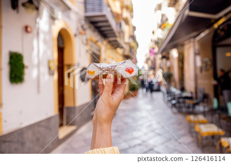 Sicilian Cannolo in the Street 126416114