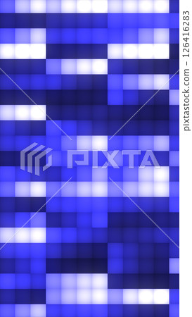 A grid of glowing blue and white squares, evoking digital data visualization or a futuristic LED interface 126416283