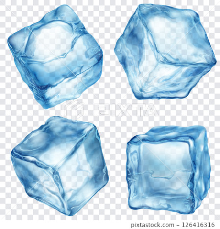 Set of blue translusent ice cubes Set of blue translusent ice cubes 126416316