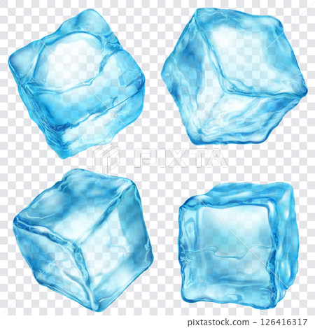 Set of light blue translusent ice cubes 126416317