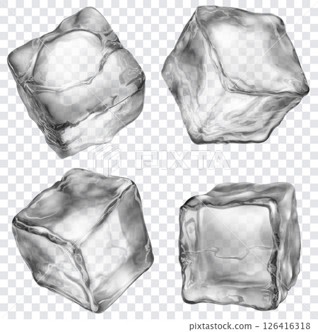 Set of gray translusent ice cubes Set of gray translusent ice cubes 126416318