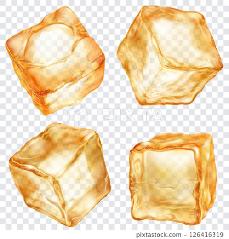 Set of yellow translusent ice cubes 126416319