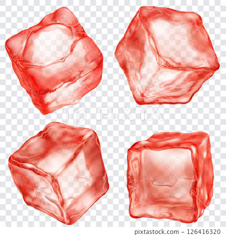 Set of red translusent ice cubes 126416320