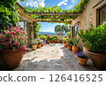 terrace garden with various plants 126416525