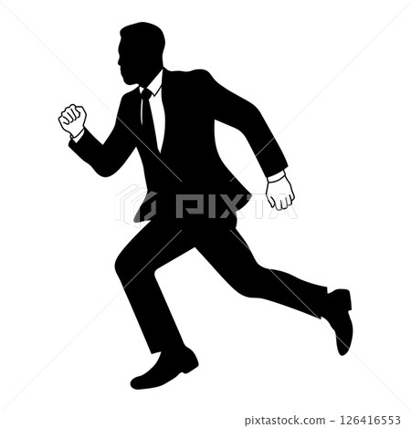 一名穿著西裝的男子奔跑的輪廓 126416553