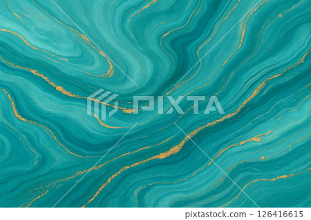 Luxurious marbled background in turquoise and gold - elegant and sophisticated design 126416615