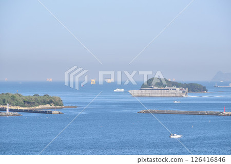 A rugged ship sailing through the Hibiki-nada Sea 126416846