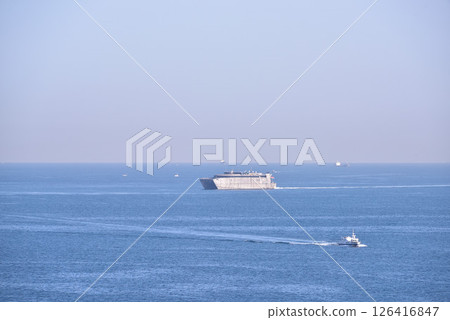 A rugged ship sailing through the Hibiki-nada Sea 126416847