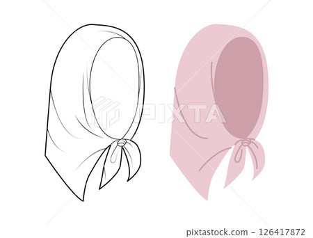 Retro Headscarf Hat with tie knot. Head Fashion accessory cap clothing technical illustration. Vector headgear 126417872