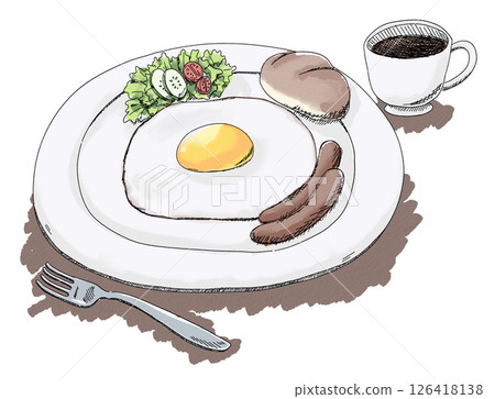 煎蛋和沙拉早餐 126418138