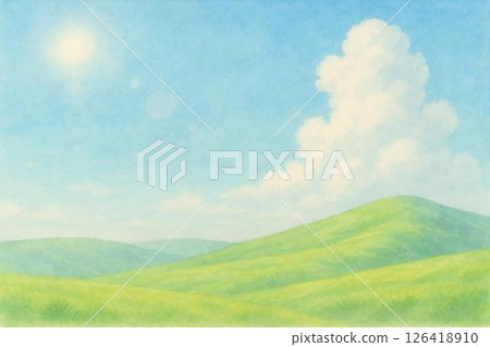 草原,藍天,積雨雲 草原,藍天,積雨雲 126418910