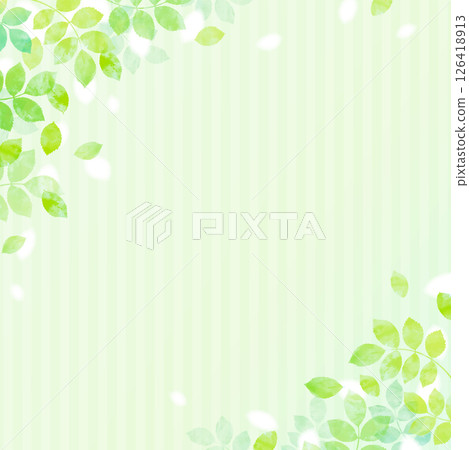 清新的插畫背景，新鮮的綠葉飄落 126418913