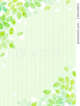 A refreshing illustration background with fresh green leaves falling A refreshing illustration background with fresh green leaves falling 126418914