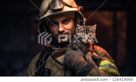 Brave Firefighter Heroically Rescues Scared Kitten from Devastating Burning Building Fire 126419000