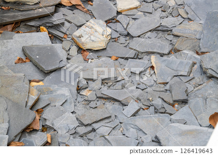 Slate stone fragmentation outdoor landscape nature natural elements aerial view textural diversity 126419643
