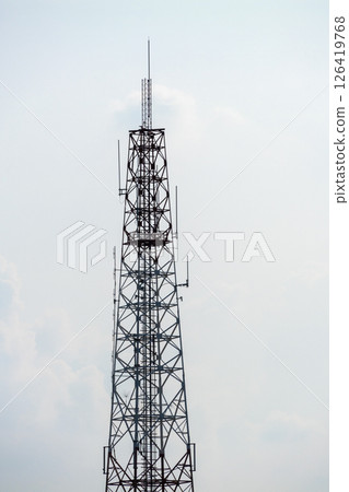 Telecommunication tower urban cityscape clear sky high angle infrastructure Telecommunication tower urban cityscape clear sky high angle infrastructure 126419768