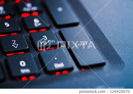 Key features of a modern laptop keyboard close-up technology office macro design Key features of a modern laptop keyboard close-up technology office macro design 126420070