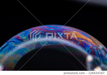Vibrant soap bubble art close-up studio macro colorful patterns 126420167