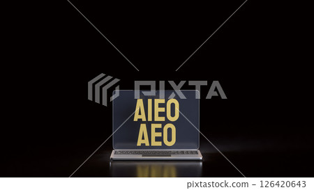 The AEO and AIEO on notebook for technology concept 3d Rendering. The AEO and AIEO on notebook for technology concept 3d Rendering. 126420643