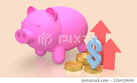 The Piggy Bank and coins for Business concept 3d Rendering. The Piggy Bank and coins for Business concept 3d Rendering. 126420649