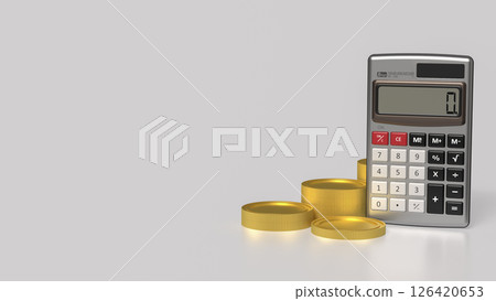The Calculator and coins for business concept 3d Rendering. The Calculator and coins for business concept 3d Rendering. 126420653