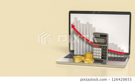 The Calculator and coins for business concept 3d Rendering. The Calculator and coins for business concept 3d Rendering. 126420655