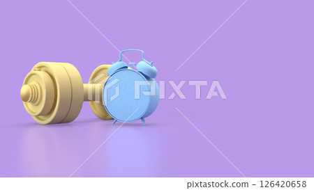 The Dumbbell and clock for Health or fitness concept 3d Rendering. The Dumbbell and clock for Health or fitness concept 3d Rendering. 126420658