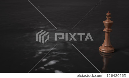 The Wood king on Black water for Business concept 3d Rendering. 126420665