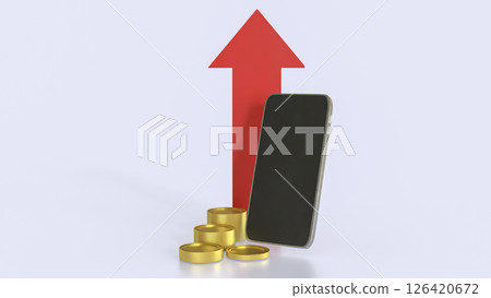 The Smart phone and coins for Business or technology concept 3d Rendering. The Smart phone and coins for Business or technology concept 3d Rendering. 126420672