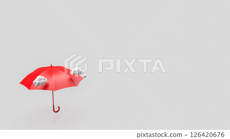 The Red umbrella on white Background for rainy concept 3d Rendering. The Red umbrella on white Background for rainy concept 3d Rendering. 126420676