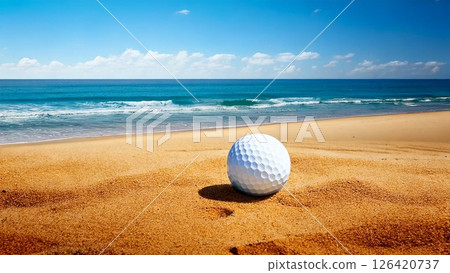 Summer golf image Blue sky stylish Background material Flyer, banner, video material AI generated material 126420737