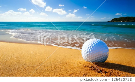 Summer golf image Blue sky stylish Background material Flyer, banner, video material AI generated material 126420738