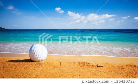 Summer golf image Blue sky stylish Background material Flyer, banner, video material AI generated material 126420752
