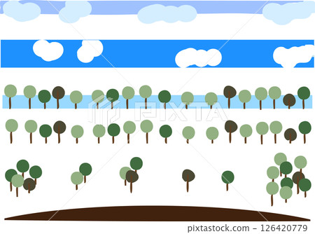 樹木、雲彩和天際線 樹木、雲彩和天際線 126420779