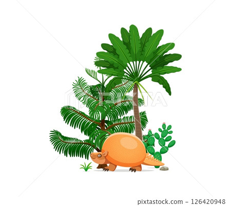 Dinosaur or prehistoric lizard Glyptodon and dino animal, cartoon vector. Prehistoric Pliocene era Glyptodon dinosaur of glyptodont herbivorous armadillos species for kids paleontology encyclopedia Dinosaur or prehistoric lizard Glyptodon and dino animal, cartoon vector. Prehistoric Pliocene era Glyptodon dinosaur of glyptodont herbivorous armadillos species for kids paleontology encyclopedia 126420948