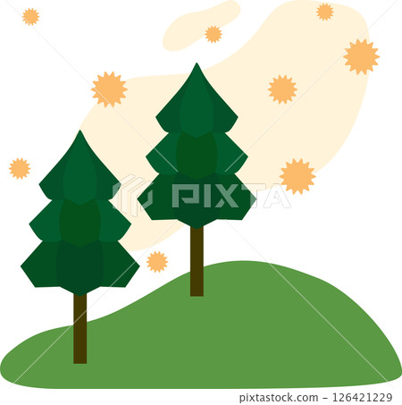 雪松花粉飛散的插畫素材 126421229