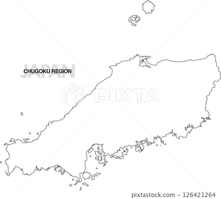 Blank map of the Chugoku region without prefectural borders Blank map of the Chugoku region without prefectural borders 126421264