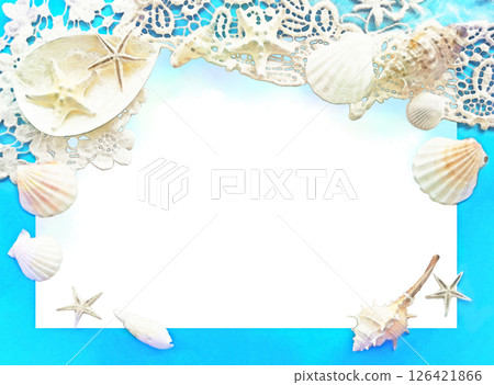 白貝殼蕾絲夏季透明鏡框（藍色） 126421866