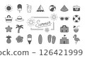 Simple monochrome summer motif icon set 126421999