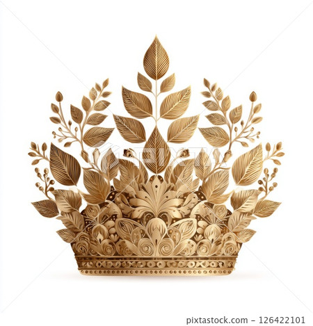 Ornate Gold Floral Crown on White Background Ornate Gold Floral Crown on White Background 126422101