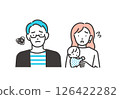 Vector illustration of a couple with a baby in distress 126422282