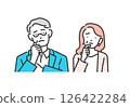 Vector illustration icon of a worried senior couple 126422284
