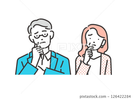 Vector illustration icon of a worried senior couple 126422284