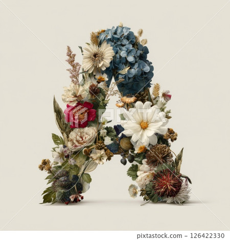 Floral Letter A: Dried Flower Arrangement 126422330