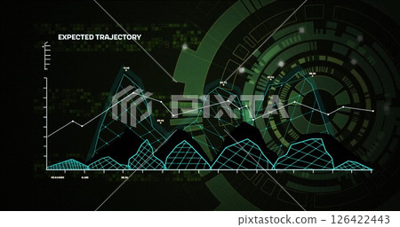 Image of data processing and diagrams over scope scanning 126422443