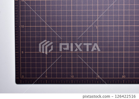 black cutting mat board on white background with line and scale measure guide pattern for art design black cutting mat board on white background with line and scale measure guide pattern for art design 126422516