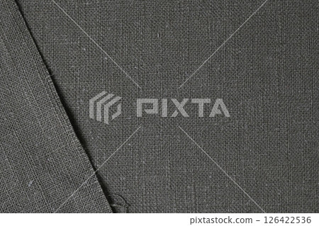 black hemp viscose natural fabric cloth color; sackcloth rough texture of textile fashion black hemp viscose natural fabric cloth color; sackcloth rough texture of textile fashion 126422536