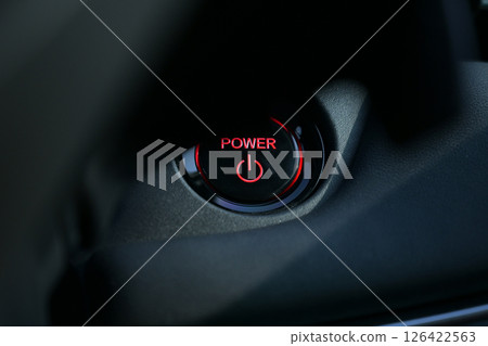 push start power engine system button of electric vehicle car 126422563