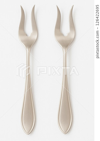 Minimalist Wooden Forks on White Background Minimalist Wooden Forks on White Background 126422695